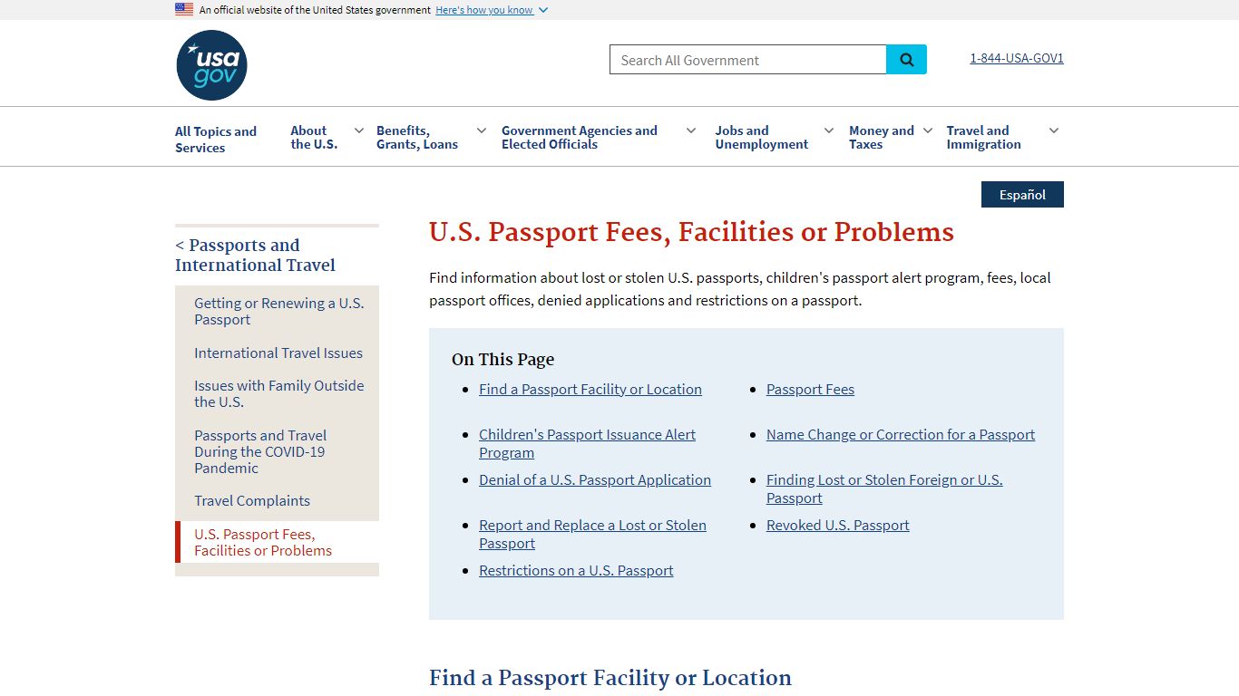 U.S. Passport Fees, Facilities or Problems | USAGov